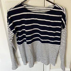 LOFT Navy Striped Top